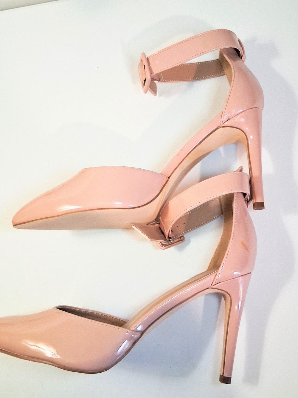 Madden Girl Women's Patent Pointed-Toe Ankle-Strap Heels in Blush Pink Size 9 - Picture 3 of 8